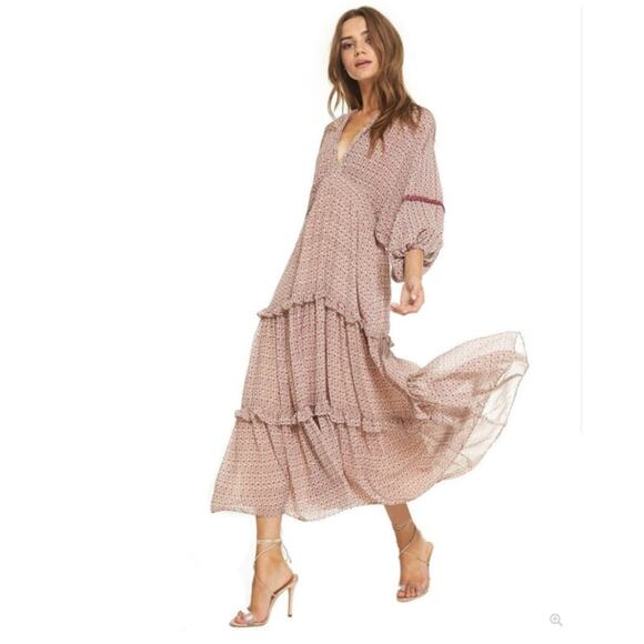 Misa Dress Womens Small Stefanya Maxi Floral Tiered Ruffle Boho Chic Cottagecore - Picture 1 of 13